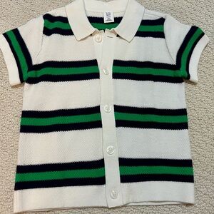 GAP Kids Button Down Shirt - Cream, Green, and Black